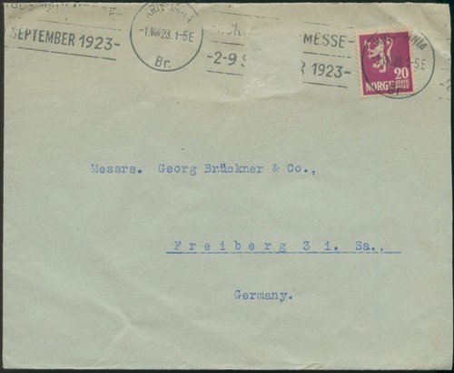 Norwegen 1923 brief kristiania - norwegen,