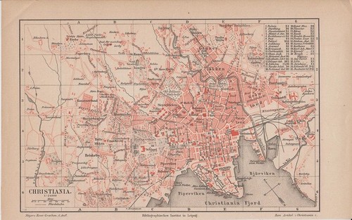 Orig holzstich kristiania - holzstich,