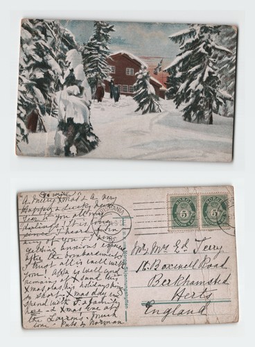 Vintage norwegen winter - ak,