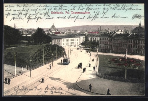 Ansichtskarte kristiania fra - ansichtskarte, kristiania,